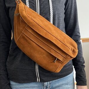 Parker Thatch Suede Crossbody Bag in Cognac